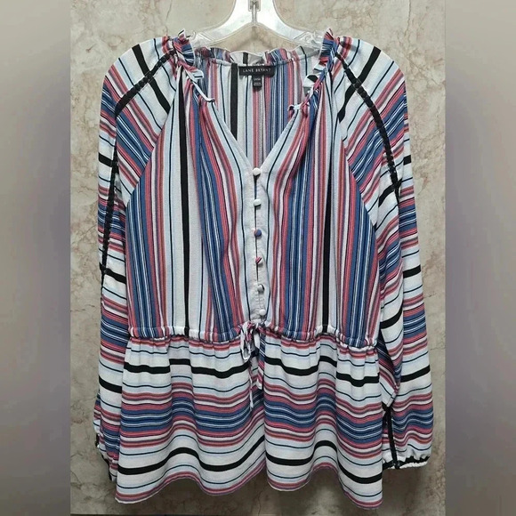 Lane Bryant | Long Sleeve | Blouse | Multi Color Stripe | Size 14/16 - Picture 1 of 7